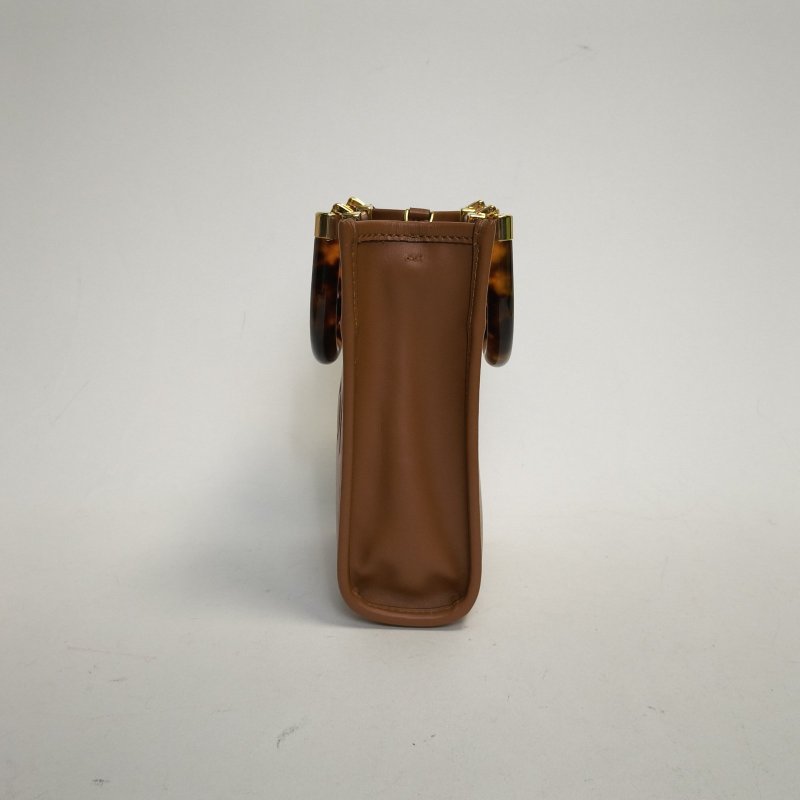 FENDI Sunshine陽光購物手提袋Mini迷你棕色牛皮肩背包-3