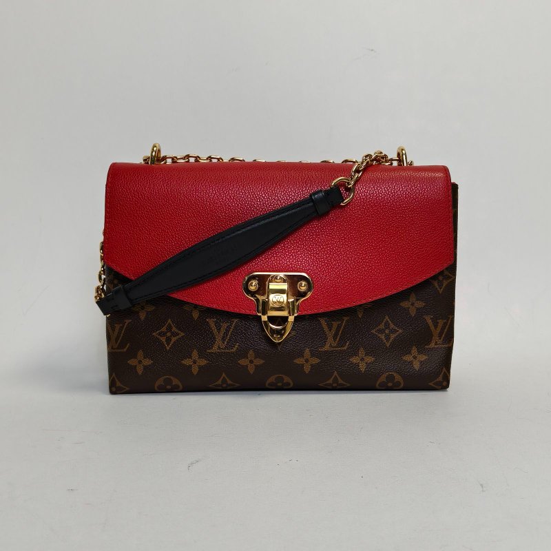 LOUIS VUITTON SAINTPLACIDE紅色PVC金扣2018老花肩背包-0