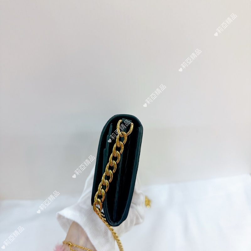 莉亞精品♡ Prada 黑金woc 鏈條包 九新美包-4