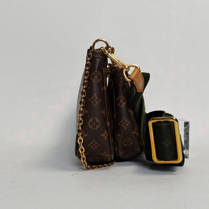 LOUIS VUITTON MultiPochetteAccessoires五合一綠肩帶老花PVC晶片肩背包-1