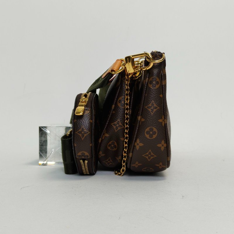 LOUIS VUITTON MultiPochetteAccessoires五合一綠肩帶老花PVC晶片肩背包-3