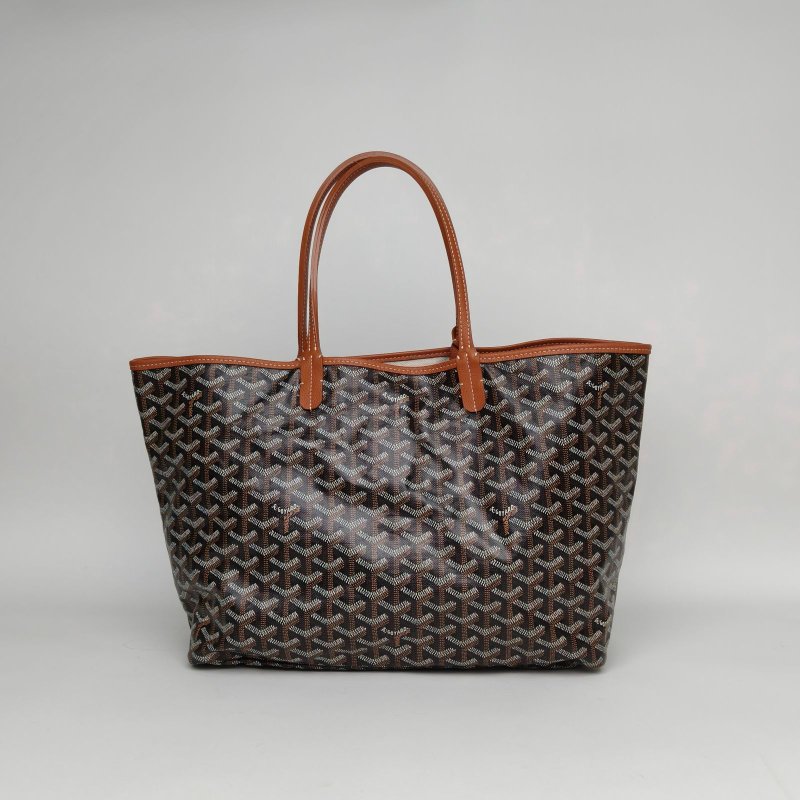 GOYARD SaintLouis購物袋子母包34中號棕色PVC銀扣肩背包-0