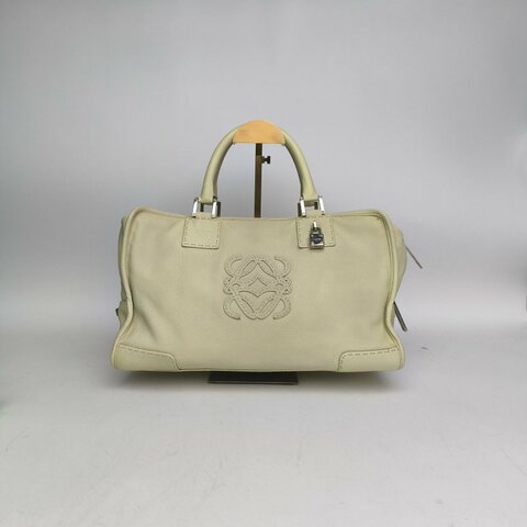 LOEWE Amazona36Bag淡黃色牛皮銀扣肩背包