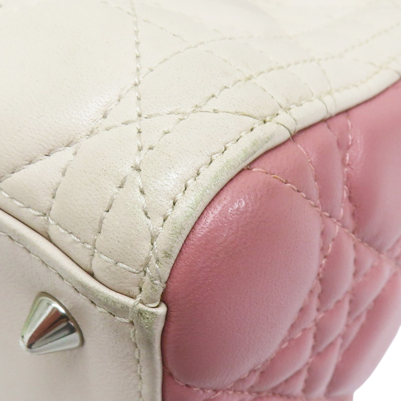 粉色 羊皮 Lady Dior 两用包【Dior 迪奧】-9