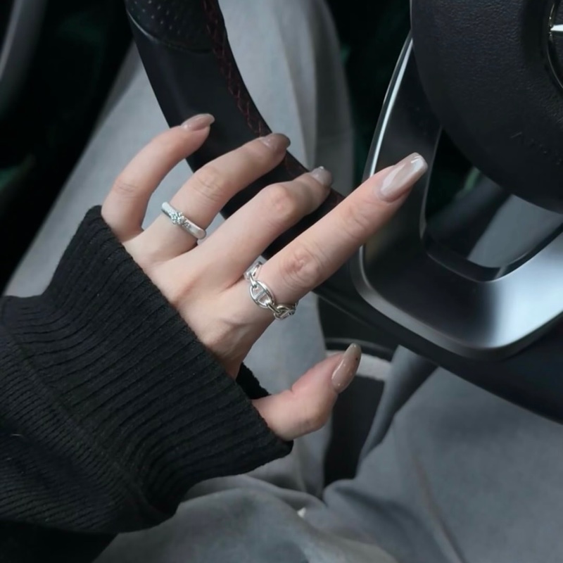 Hermes 純銀豬鼻子戒指/尺寸52-4