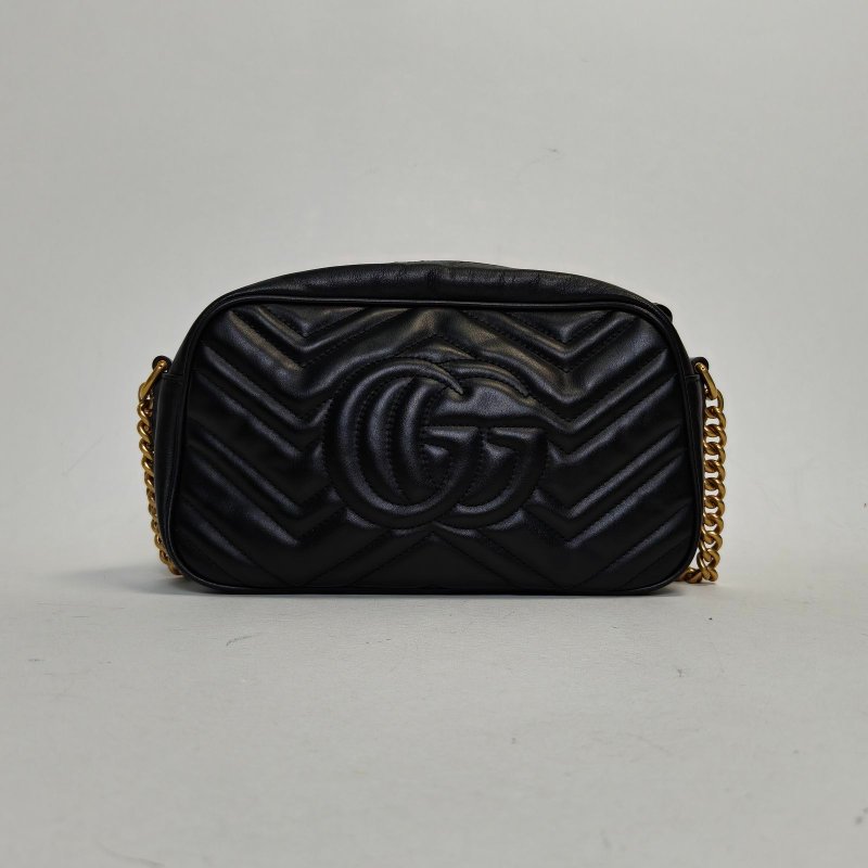 GUCCI GGMarmont相機包小號24黑色牛皮金扣肩背包-2