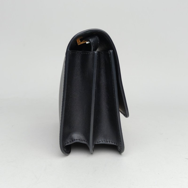 Burberry 黑色牛皮金扣TBLogo標識鎖扣單肩包肩背包-3