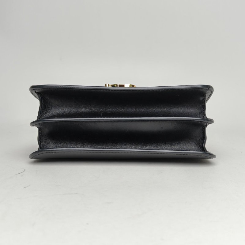 Burberry 黑色牛皮金扣TBLogo標識鎖扣單肩包肩背包-4