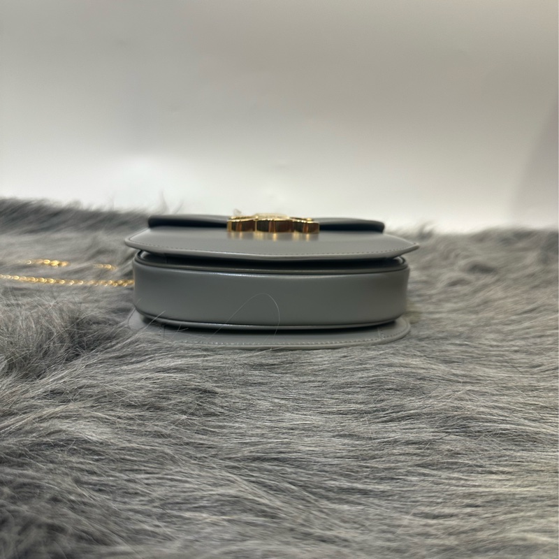 Celine 鋅色滑面牛皮金釦下蓋CHAIN BESACE CLEA肩斜背包110973BF4 08ZC-4