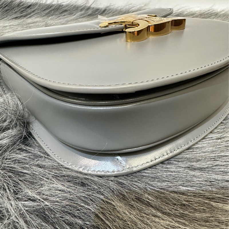 Celine 鋅色滑面牛皮金釦下蓋CHAIN BESACE CLEA肩斜背包110973BF4 08ZC-6