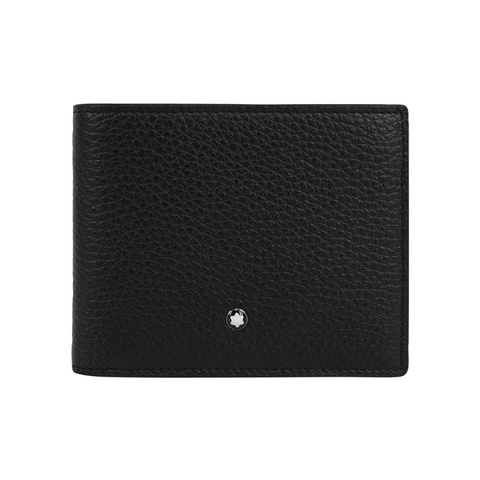 粒面牛皮對開6卡短夾(黑色)