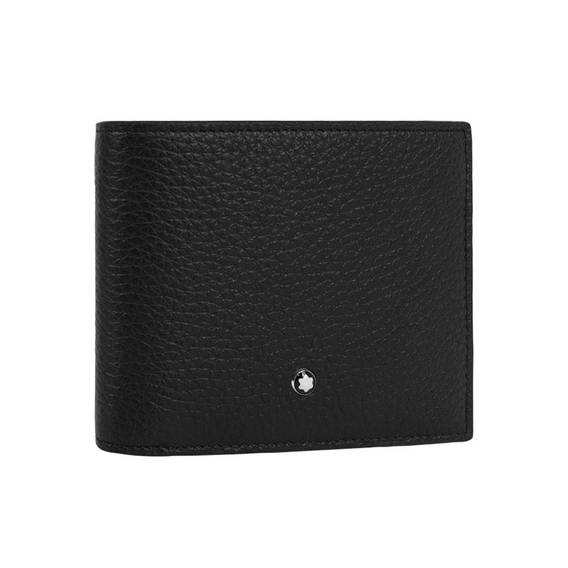 粒面牛皮對開6卡短夾(黑色)-1