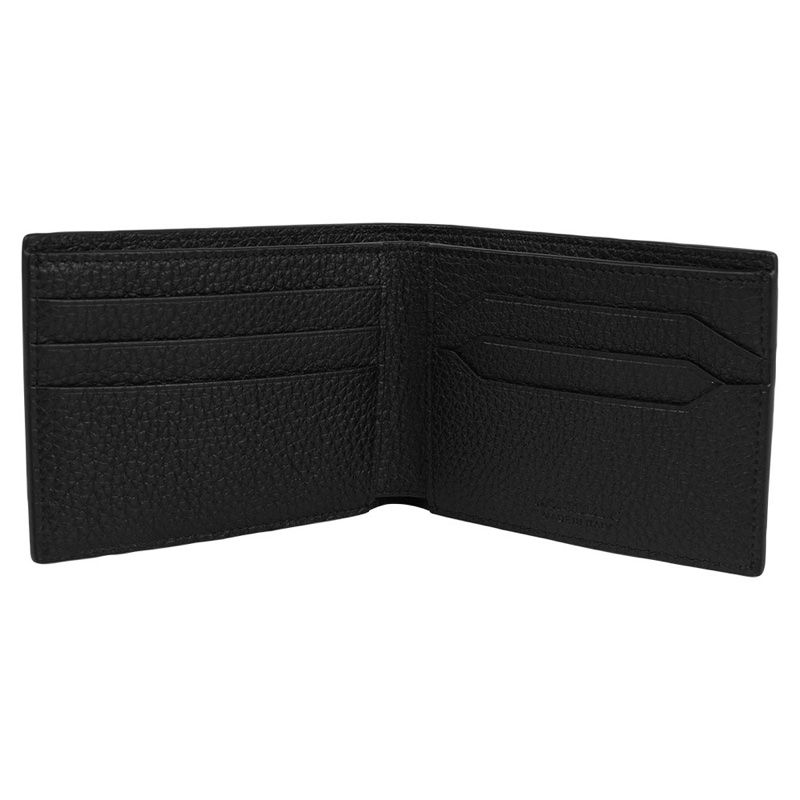 粒面牛皮對開6卡短夾(黑色)-4