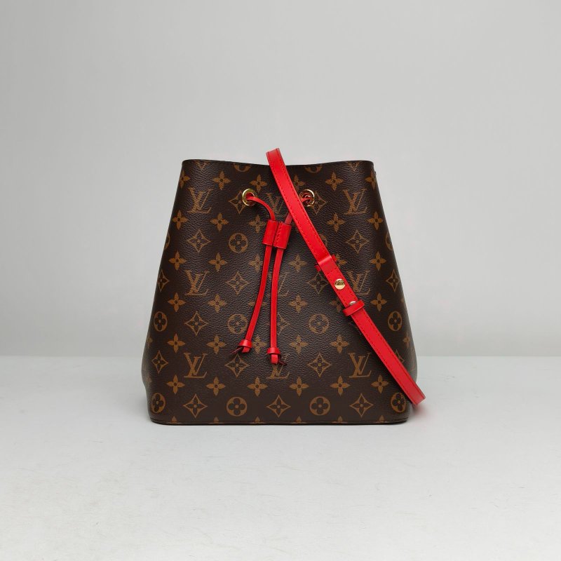 LOUIS VUITTON NÉONOÉ水桶包中號26紅色內裏老花PVC金扣2019肩背包-0