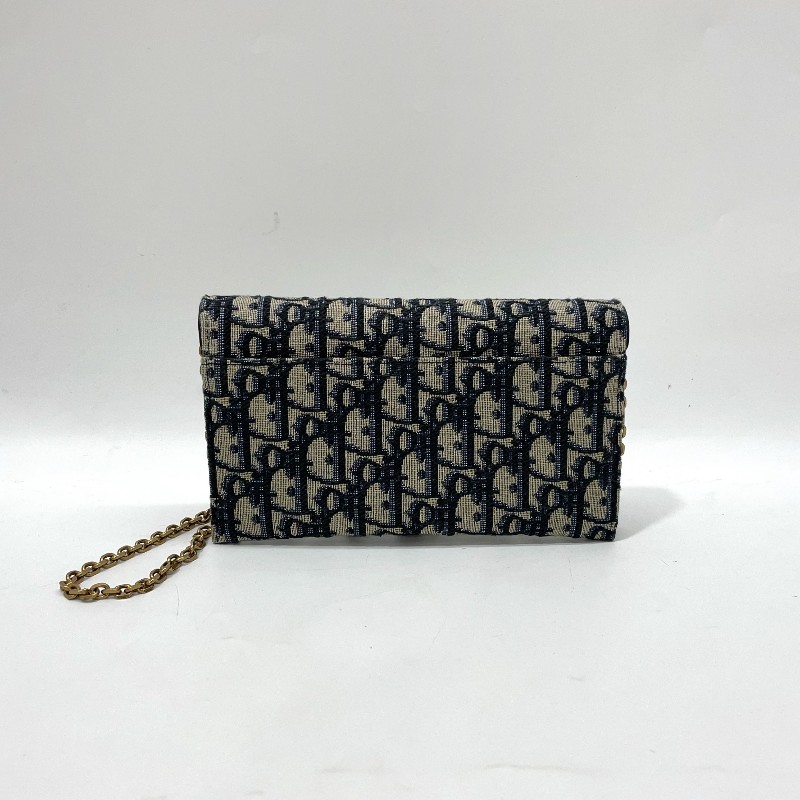 Dior 藍緹花霧金釦Saddle二合一鏈帶斜背包-2