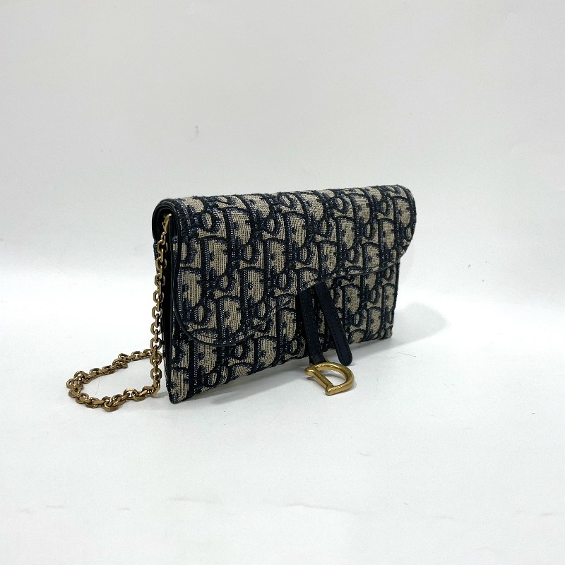 Dior 藍緹花霧金釦Saddle二合一鏈帶斜背包-4