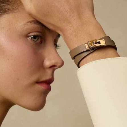 平台最低價近新閒置斷貨款✨ HERMES 愛馬仕 mini Kelly 雙圈牛皮轉釦手環 (大象灰Etoupe x 玫瑰金色) bracelet