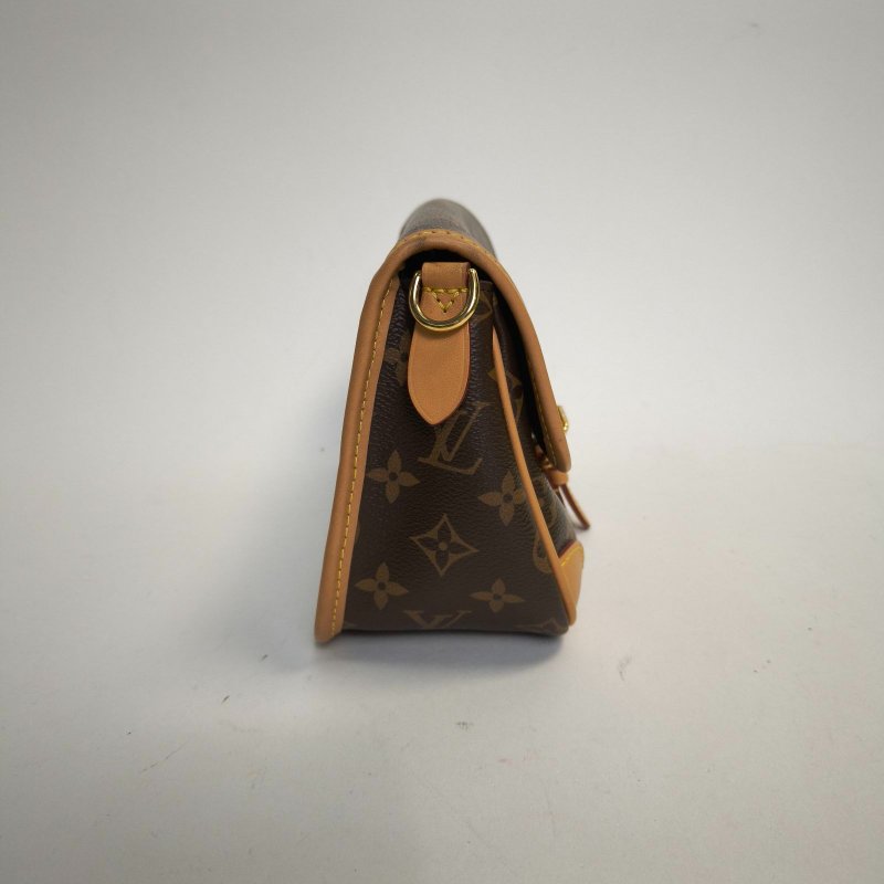 LOUIS VUITTON Diane法棍包24可拆卸黑紫寬肩帶老花PVC晶片肩背包-3