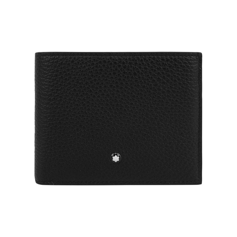 粒面牛皮對開零錢袋短夾(黑色)-0