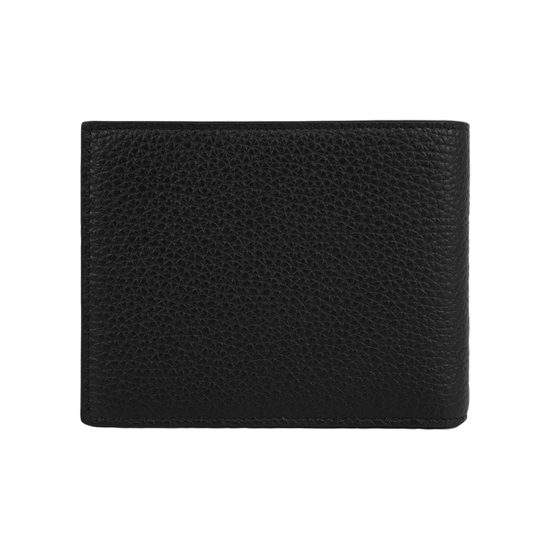 粒面牛皮對開零錢袋短夾(黑色)-2