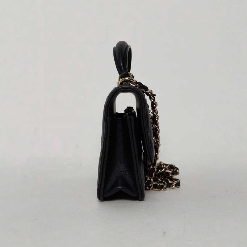 CHANEL CF手提WOC17黑色羊皮鐳射標金扣肩背包-1