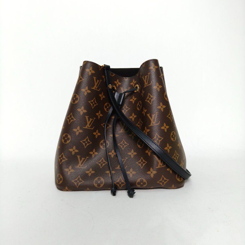LOUIS VUITTON NÉONOÉ水桶包中號26黑色內裏老花PVC金扣2017肩背包-0