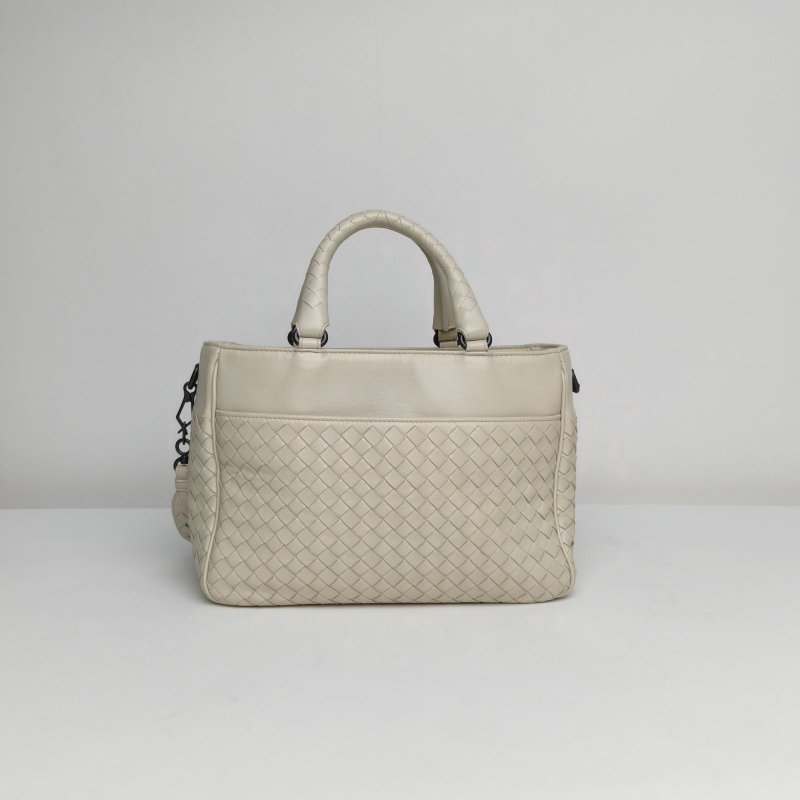 BOTTEGA VENETA 乳白色羊皮鎢鋼扣編制手提單肩包肩背包-2
