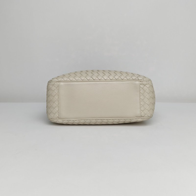 BOTTEGA VENETA 乳白色羊皮鎢鋼扣編制手提單肩包肩背包-4