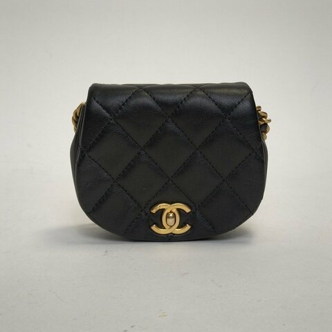CHANEL 黑色31開金扣馬鞍包mini單肩包肩背包