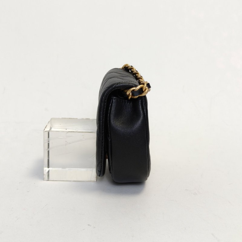 CHANEL 黑色31開金扣馬鞍包mini單肩包肩背包-1