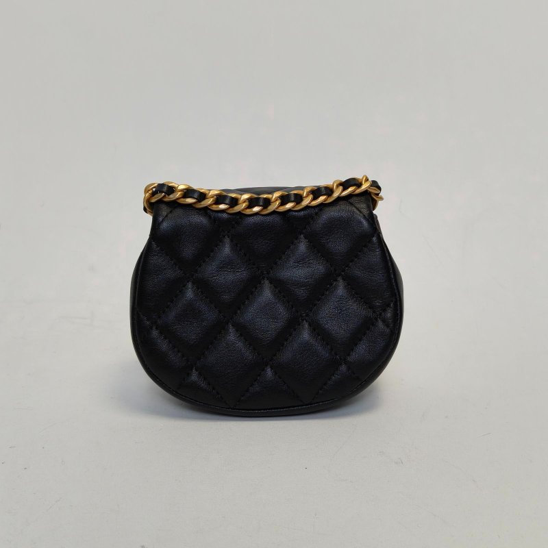 CHANEL 黑色31開金扣馬鞍包mini單肩包肩背包-2