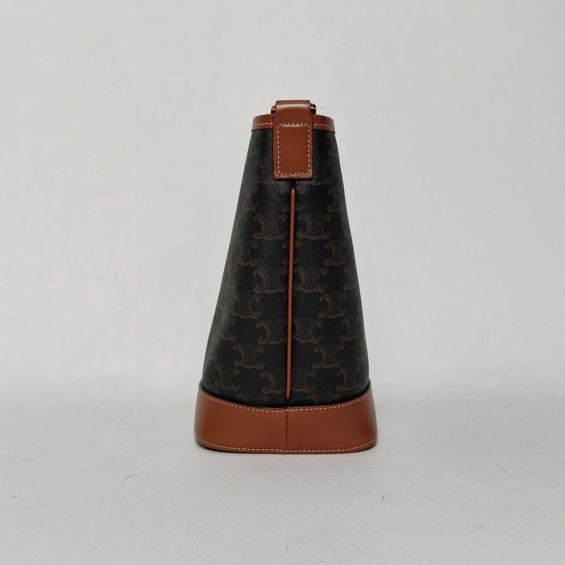 CELINE Triomphe凱旋門標誌印花Canvas水桶包小號18老花PVC金扣肩背包-1