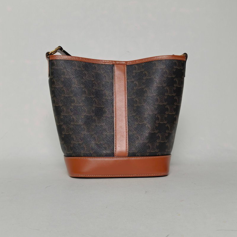 CELINE Triomphe凱旋門標誌印花Canvas水桶包小號18老花PVC金扣肩背包-2