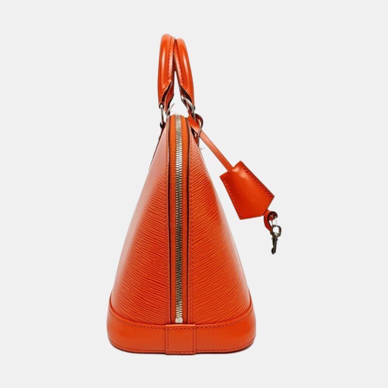 LOUIS VUITTON ALMA小號橙色EPI牛皮壓紋貝殼包手提包 銀色五金-3