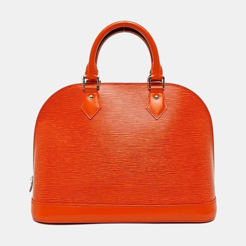 LOUIS VUITTON ALMA小號橙色EPI牛皮壓紋貝殼包手提包 銀色五金-4