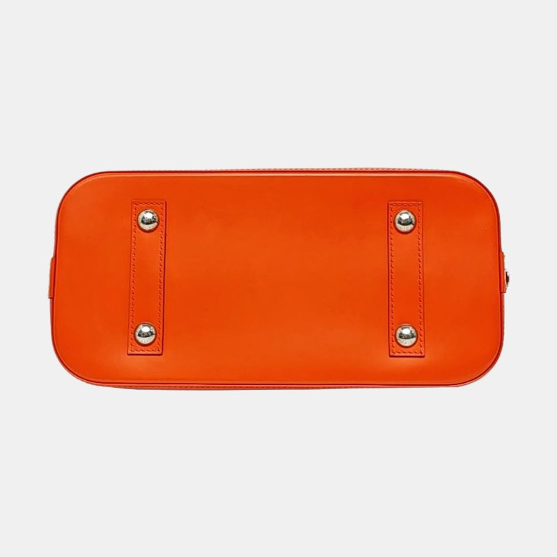 LOUIS VUITTON ALMA小號橙色EPI牛皮壓紋貝殼包手提包 銀色五金-5
