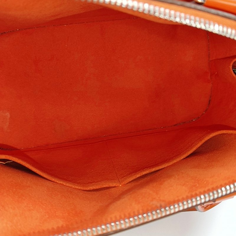 LOUIS VUITTON ALMA小號橙色EPI牛皮壓紋貝殼包手提包 銀色五金-6