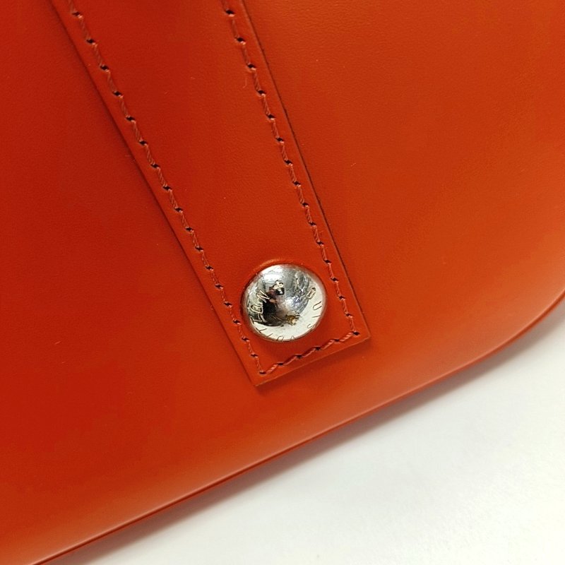 LOUIS VUITTON ALMA小號橙色EPI牛皮壓紋貝殼包手提包 銀色五金-7