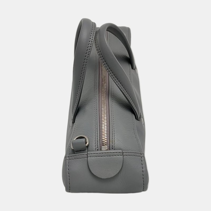 BALENCIAGA Triangle小號灰色牛皮印花單肩包斜挎包手提包 銀色五金 可拆卸肩帶-2