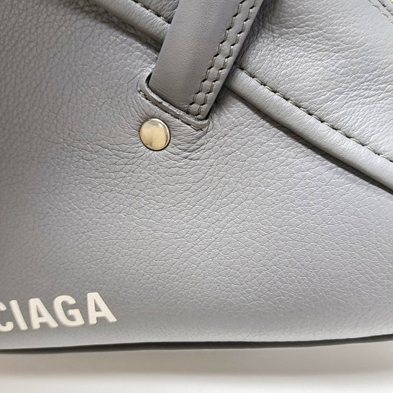 BALENCIAGA Triangle小號灰色牛皮印花單肩包斜挎包手提包 銀色五金 可拆卸肩帶-8