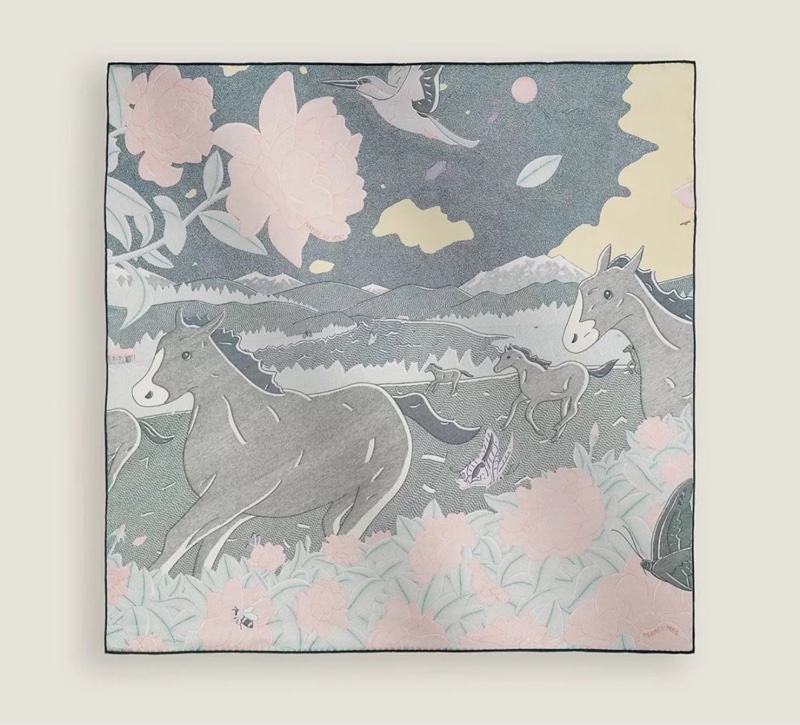 Hermes 愛馬仕 70x70 cm 絲巾 風中沈醉 全新-0