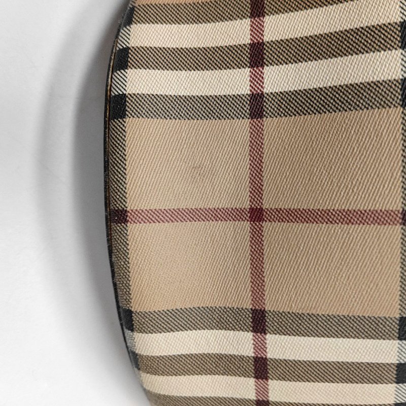 BURBERRY 水桶包粉色塗層帆布戰馬格紋斜挎包 金色五金-7