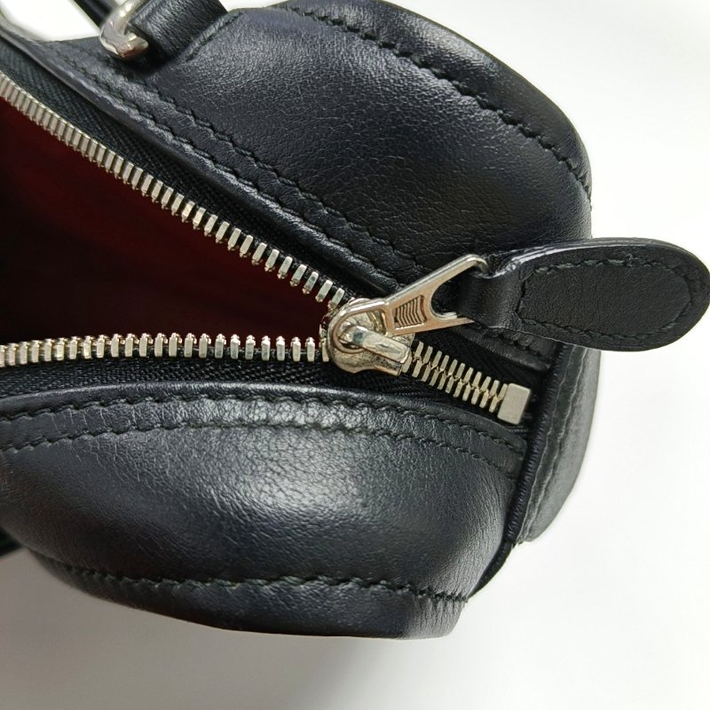 BALENCIAGA Triangle 黑色牛皮印花單肩包斜挎包手提包 銀色五金 可拆卸肩帶-10