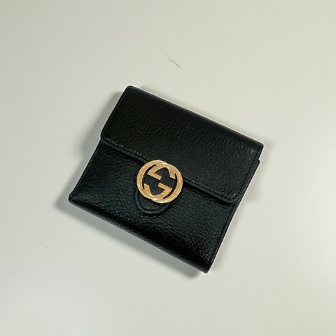 莉亞精品♡Gucci 615525 釦式短夾 黑色 二手