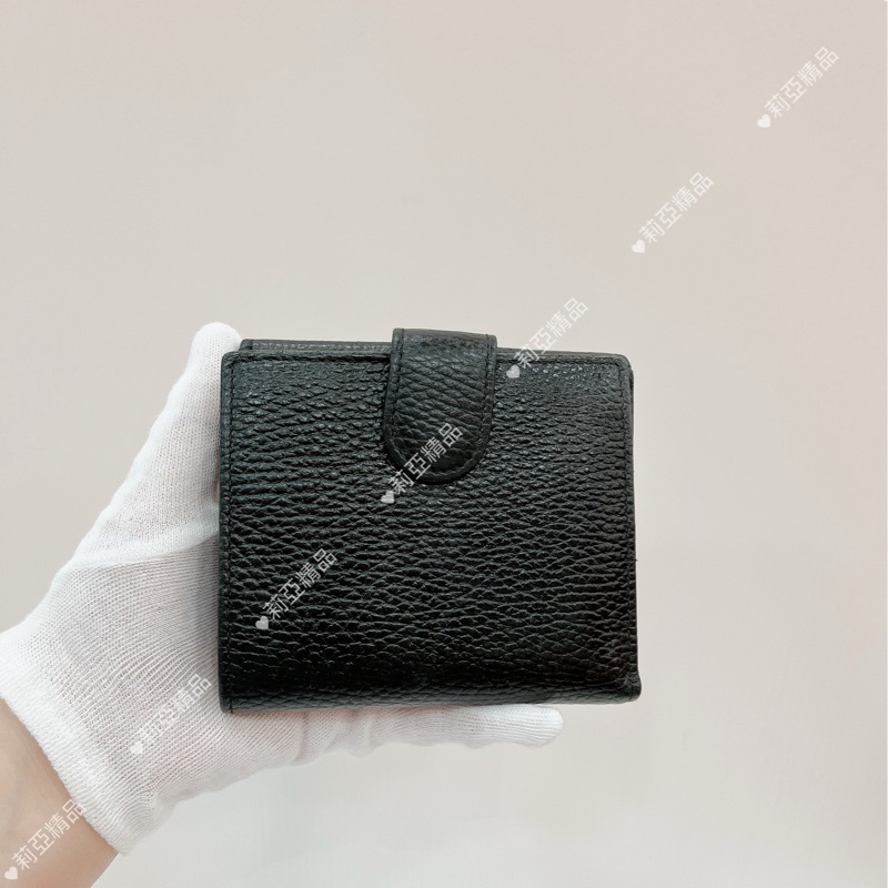 莉亞精品♡Gucci 615525 釦式短夾 黑色 二手-2