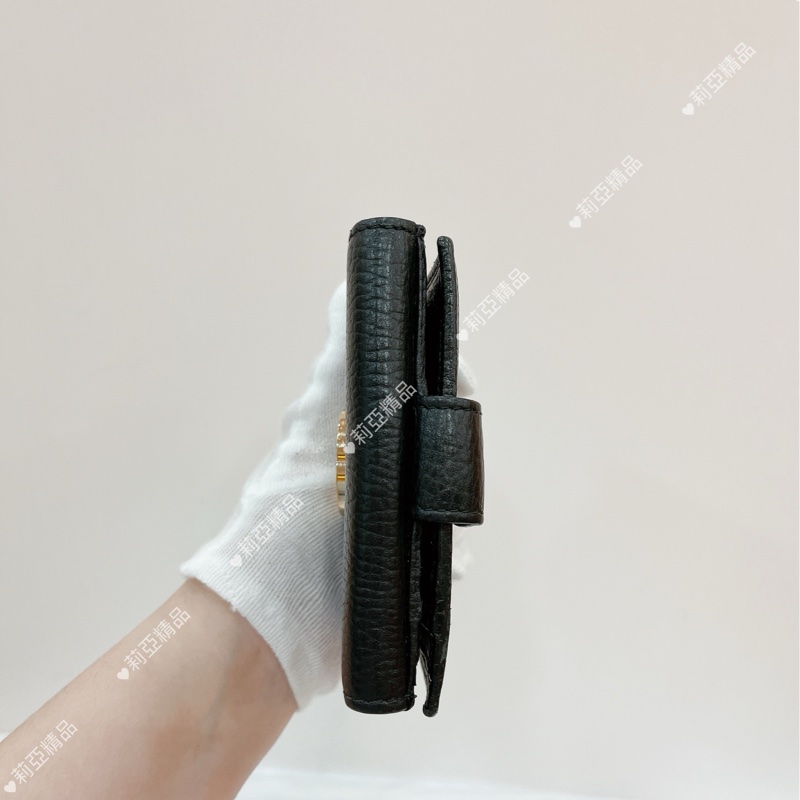 莉亞精品♡Gucci 615525 釦式短夾 黑色 二手-3