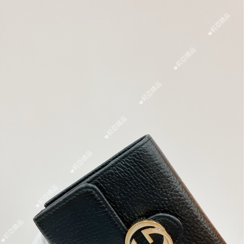 莉亞精品♡Gucci 615525 釦式短夾 黑色 二手-8