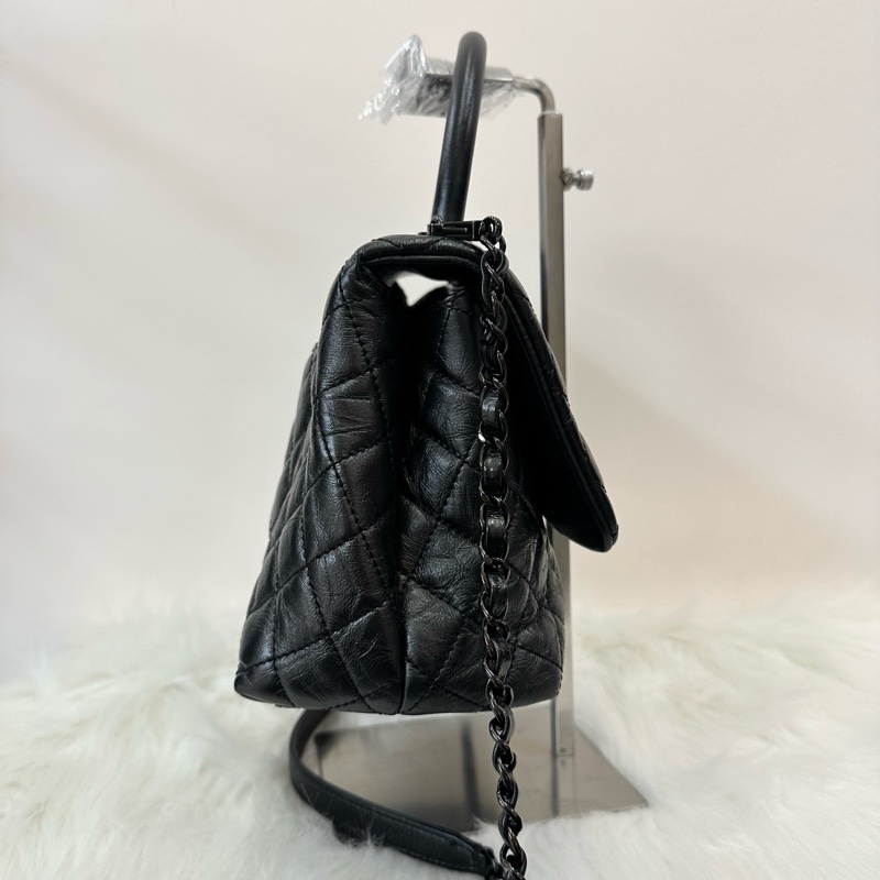 Chanelcoco handle 黑色油蜡皮中号黑扣 尺寸約28*18cm 年份29開-2