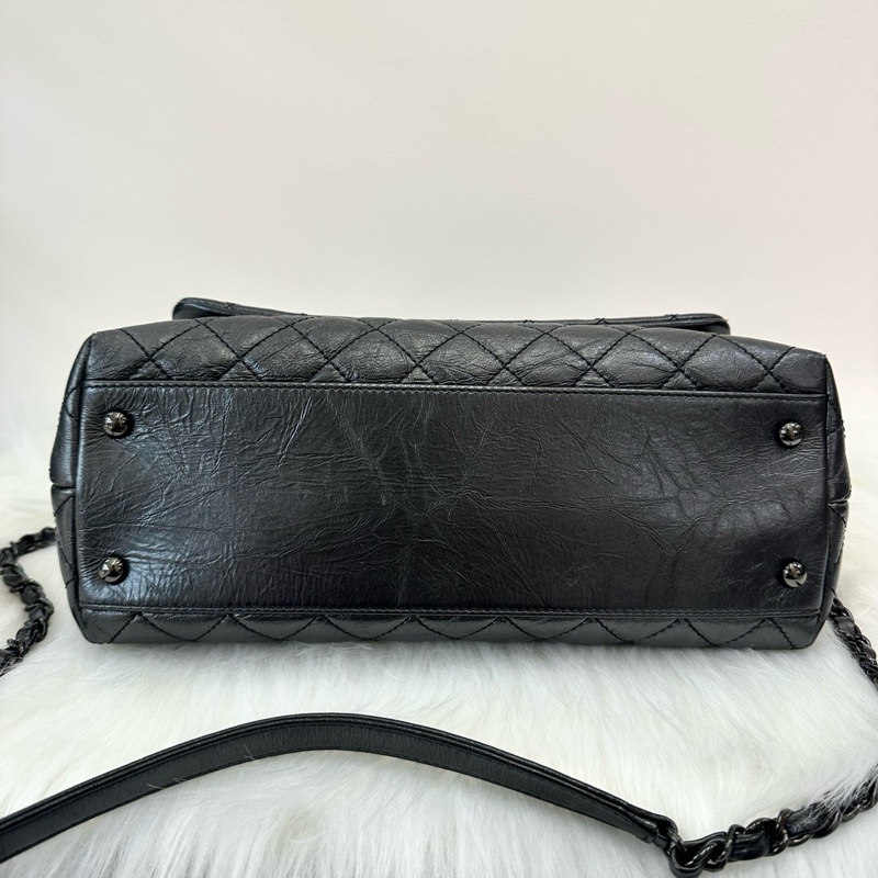 Chanelcoco handle 黑色油蜡皮中号黑扣 尺寸約28*18cm 年份29開-3