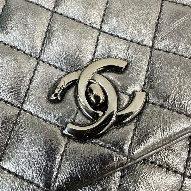 Chanelcoco handle 黑色油蜡皮中号黑扣 尺寸約28*18cm 年份29開-7